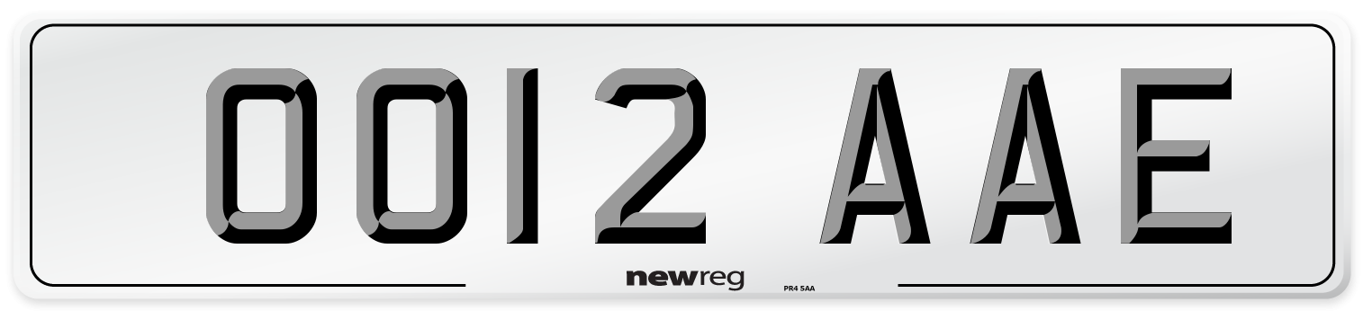 OO12 AAE Number Plate from New Reg